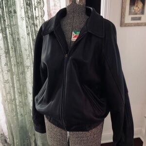 Vintage Tannery West leather bomber jacket